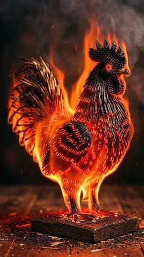 Chicken 🐔 Made of Matches Set on Fire – Viral Fire 🔥 Video