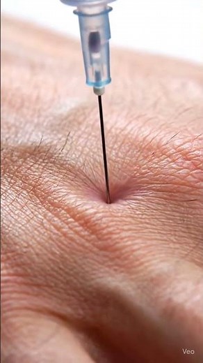 Needle Piercing the Back of a Hand in Extreme Macro
