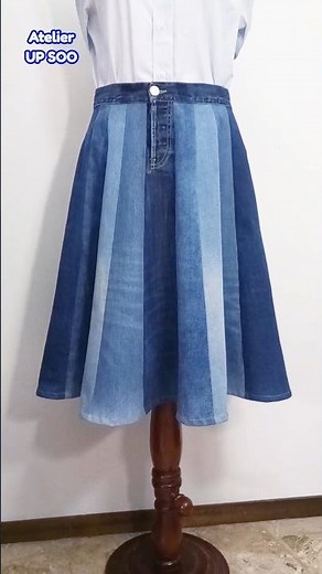 How to make a fabulous skirt from old jeans / Upcycling old clothes /diy skirt #short #sewing #jeans
