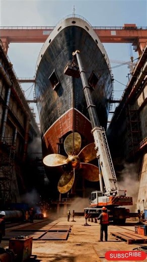 Massive Ship Propeller Installation in Shipyard | Engineering Power at Work 🚢⚙️😱