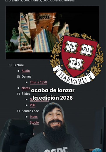 La Universidad de Harvard acaba de lanzar la nueva edición 2026 de su curso para aprender a programar. Un de los mejores cursos de introducción a la ingeniería de software que existen (y ahora también con una asignatura sobre IA). 11 semanas, con certificado y gratis. Aquí tienes la edición 2026: → cs50.harvard.edu/x Con apuntes, vídeos en YouTube, la posibilidad de enviar ejercicios y realizar un proyecto final. Como siempre, impartido por el grandísimo David J. Malan, uno de los profesores más