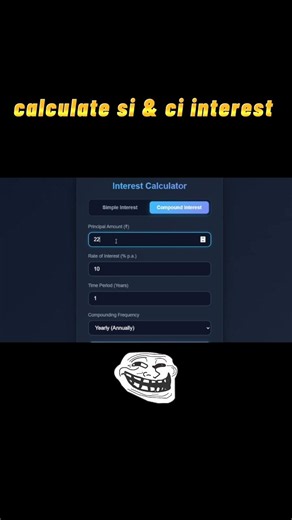 interest app in html 😱 #html #javascript #coding #shorts