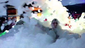 Wet Foam Party in a Nightclub. People Relax and Have Fun Dancing in the Foam on the Dance Floor Stock Video - Video of floor, flare: 120964077