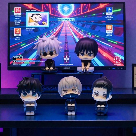 Chibi Sorcerer Anime Figures Set of 5 – 10cm White Hair, Cursed Energy & Katana Warrior PVC Collectibles, Desk Decor Gift - Etsy