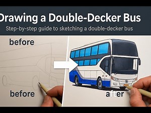 How to Draw a Double Decker Bus Realistic Marker Tutorial Step by Step