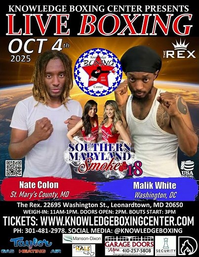 Southern MD Smoke 18 LIVE BOXING presented by the Knowledge Boxing Center