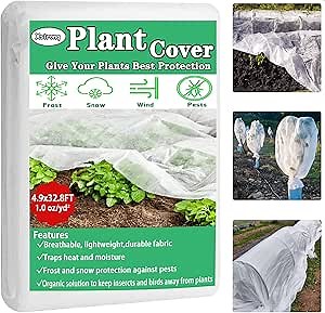 Plant Covers Freeze Protection 4.9ft x 32.8ft Floating Row Cover Reusable Garden Fabric Plant Cover for Winter Frost Protection Summer Overheat Prevention and Insects Barrier for Outdoor Plants