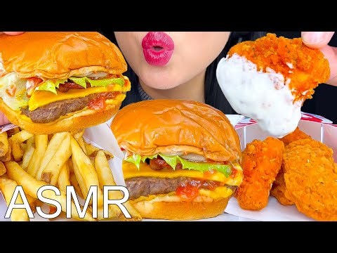 ASMR BIG BACON CHEESEBURGER, SPICY CHICKEN NUGGETS & FRENCH FRIES (EATING SOUNDS) ASMR Phan