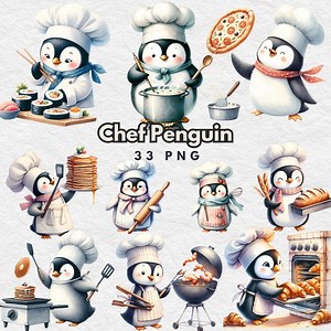 Chef Penguin Clipart Bundle: Kitchen & Food Art (33 PNG) (PDF) - Etsy