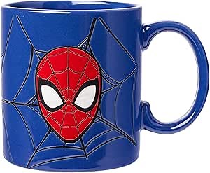 Silver Buffalo Marvel Comics Spiderman Wax Resist Ceramic Mug, 20 Ounces, Blue/Multi, 20oz