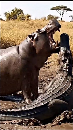 Buffalo Joins Hippo to Defeat Crocodile Epic River Battle #Wildlife #HippoVsCrocodile #animalfight