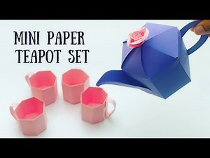 DIY MINI PAPER TEAPOT AND CUPS / Paper Craft / mini Paper Teapot set crafts / mini paper cup