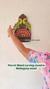 Parrot Mahogany Wood Carving Wall stand High quality royal finish Live in our website Huge Collection of products available at showroom and also our website We deliver all over India 🇮🇳 Indian Handicrafts and home decors store in Chennai omr #woodendecor #woodcraft #smris #hometemple #wallstand #jndianxrafts #Chettinad #vilakumadam | Smris