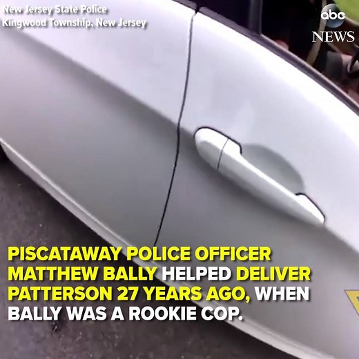 When New Jersey State Trooper Michael Patterson pulled over retired police officer Matthew Bailly, he had no idea that he was pulling over the man who delivered him as a baby 27 years ago. “Thank you for delivering me.” https://abcn.ws/2sNNBoj | ABC News