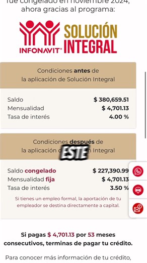 ¿Tienes un crédito Infonavit y no sabes si fuiste beneficiada(o) con el programa Solución Integral Infonavit? En este video te explico paso a paso y de forma muy sencilla cómo, a través de la página Infonavit Derechohabientes, puedes verificar si tu crédito fue considerado para este programa. Solución Integral Infonavit puede incluir beneficios como: ✅ Condonación de adeudo ✅ Reducción en la tasa de interés ✅ Descuento en el saldo de tu crédito No es algo que tengas que solicitar: Infonavit anal