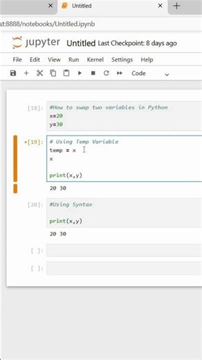 Python swap tutorial in 30 seconds! #shorts #python #pythontutorial #pythonprogramming