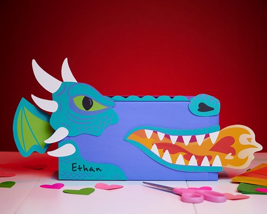 Dragon Printable Box Kit | DIY Valentine Box Decor Kit for Valentine's Day Cards | School Kid Valentine Craft Kit Valentine's Day Mailbox - Etsy