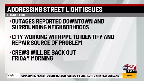 Crews fixing 'complex' issue causing streetlights to go dark in Harrisburg