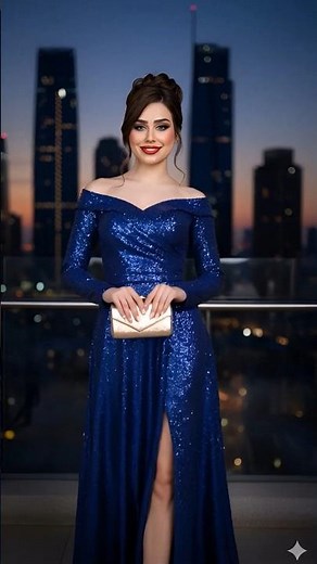 Royal Blue Sequin Mermaid Glow 💙 Off-Shoulder High Slit Prom Gown 2025