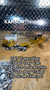 20K views · 568 reactions | Call in the Lowboy! This 1:50 scale Diecast Masters CAT Caterpillar CT660 Day Cab w/ XL 120 Low-Profile HDG Lowboy Trailer is the perfect truck to move that heavy load. Grab yours at karsondiecast.com! #caterpillar #lowboy #heavyhaul #diecastmasters #karsondiecast | Karson Diecast Co | Facebook