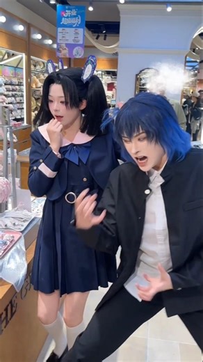 if you can't find a hair band,demon slayer love couple #cosplay #demonslayer #love #shortsfeed
