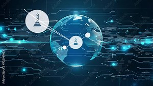 Exploring the digital world with a high-tech globe visualization showcasing data flow and connectivity