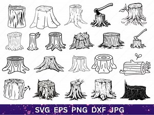 Tree Stump SVG, Tree Stump Silhouette, Tree Stump Bundle SVG, Tree Stump Clipart, Wood Log Svg, Cut File, SVG Cut Files, Tree Stump Decal - Etsy