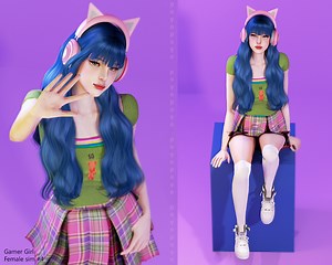 [poyopoyo] Gamer Girl | Female Sim n4 | no eye and nose presets - The Sims 4 Catalog