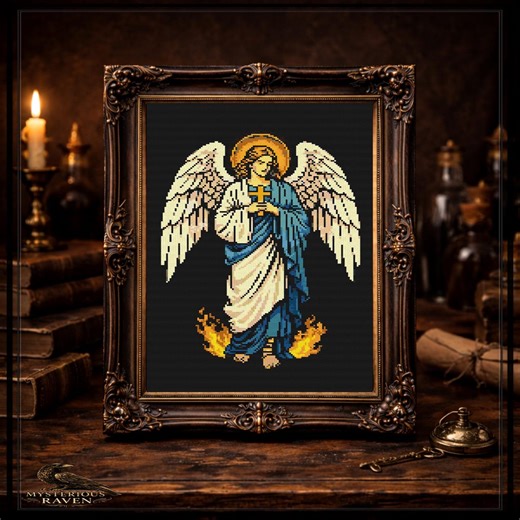 Guardian Angel Cross Stitch Pattern: Winged Saint Sacred Art (PDF Chart) - Etsy