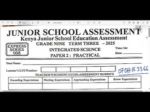 KJSEA || INTEGRATED SCIENCE PAPER 2 SAMPLE.