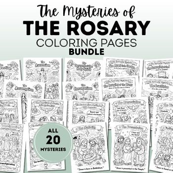 Mysteries of the Holy Rosary Coloring Pages Bundle | Catholic Religious Activity