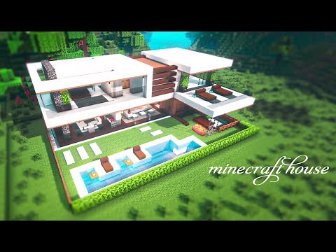 【マイクラ建築】コンパクトでも豪邸！白モダン豪邸の作り方