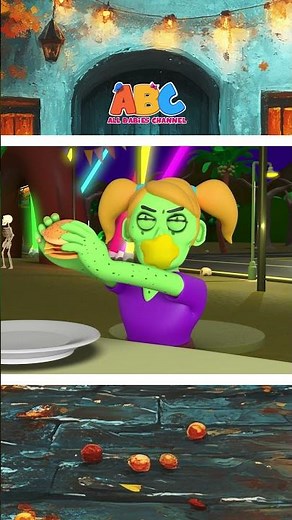 Sister Zombie Loves Cheesy Burger #shorts #halloweensongs #spooky