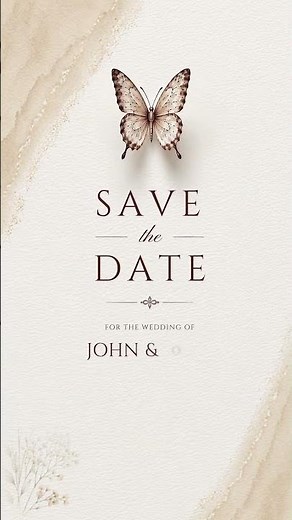 Animated Save the Date Video | Beige Butterfly Envelope | Editable Canva Template