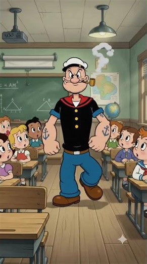 Popeye the Sailor Man Goes to School 😂📚 | Funny Cartoon Story