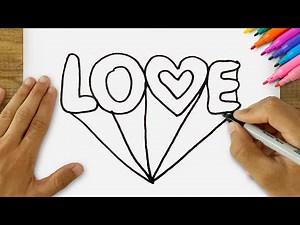 How to Draw LOVE? Very Easy LOVE Lettering Drawing - Easy Step-by-Step Drawings for Kids