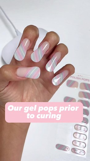 Our gel pops start off soft and stretchy and can easily be molded to fit any nail shape and size. After curing that harden to your nail and and can last 2 weeks 🤯 . . #gelnails #gelwraps #nails #nailsoftiktok #gelnailsathome