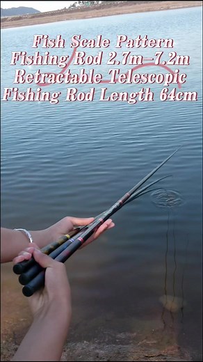 Fish Scale Pattern Fishing Rod 2.7m-7.2m Retractable Telescopic Fishing Rod