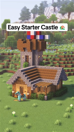 Minecraft Easy Starter Castle | Tutorial 🕍 50 #minecraft #minecraftbuilds #minecraftbuilding #minecrafttutorial #tiktokcreatorsearchinsightsincentive
