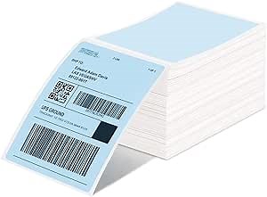 Phomemo 4x6 Thermal Labels for Shipping Label Printer - 500PCS Blue Mailing Labels - 4x6 Direct Thermal Label Fanfold Compatible with Rollo,MUNBYN,JADENS,POLONO,Nelko - Water/Oilproof - NO BPA/BPS