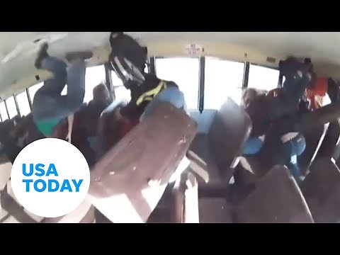 School bus flipped by street racing car in Albuquerque | USA TODAY