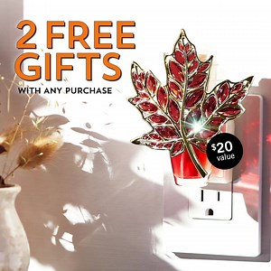 Sunday only, online only! FREE Gem Leaf Nightlight Wallflowers Plug and The Perfect Autumn Fragrance Refill with any purchase. PLUS free shipping on $50! | Bath & Body Works