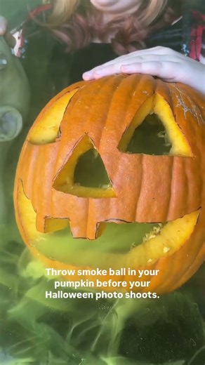 Pro Tip: Add a smoke ball firework in your pumpkin for Halloween photo shoots