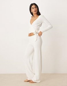 Gilly Hicks cosy knit multi-way wrap sweater co-ord in white | ASOS