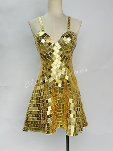 Hand-sewn Golden Sequin Mini Dress: A-line Party Dress for Halloween, Birthday, Disco and Rave - Etsy