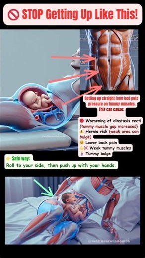 Stop Getting Up Wrong From Bed 😱 Protect Your Tummy Muscles #shorts #pregnancy