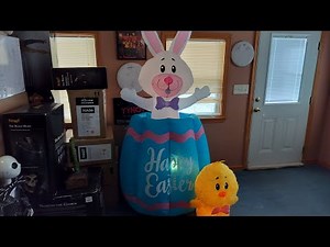 NEW FOR 2025 Gemmy Easter Animated Airblown Inflatable 6.5ft Pop Up Rabbit With Egg And Chick