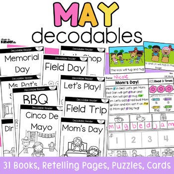*HALF OFF May Decodable Readers with Comprehension Questions Retelling Pages