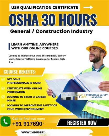 OSHA 30 Hours Certificate Course in Chennai | Industrial Safety Academy | #hse #safetytraining
