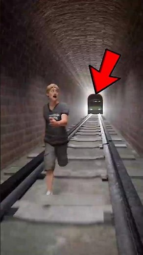 Don’t Outrun The Train‼️😱 #subway #survival